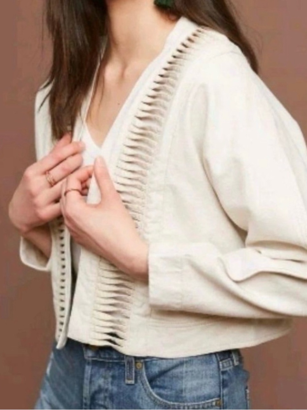 Anthropologie Hei Hei Cotton Linen Cocoon Jacket Thick XS S